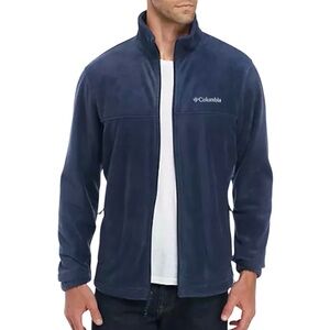 EUC Columbia Blue Performance Fleece Jacket Full Zip Stand Up Collar Size L